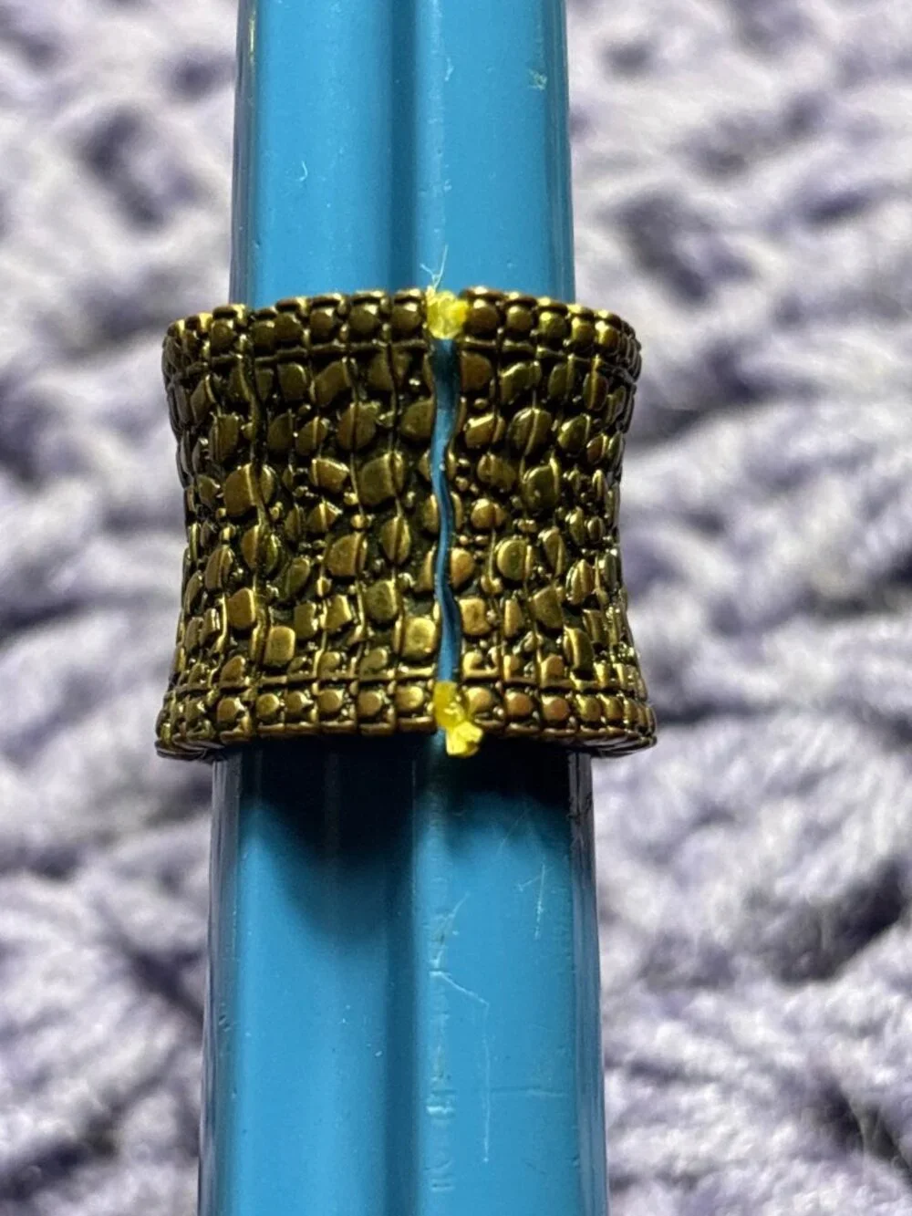Pebbled Textured Goldtone Stretchy Ring